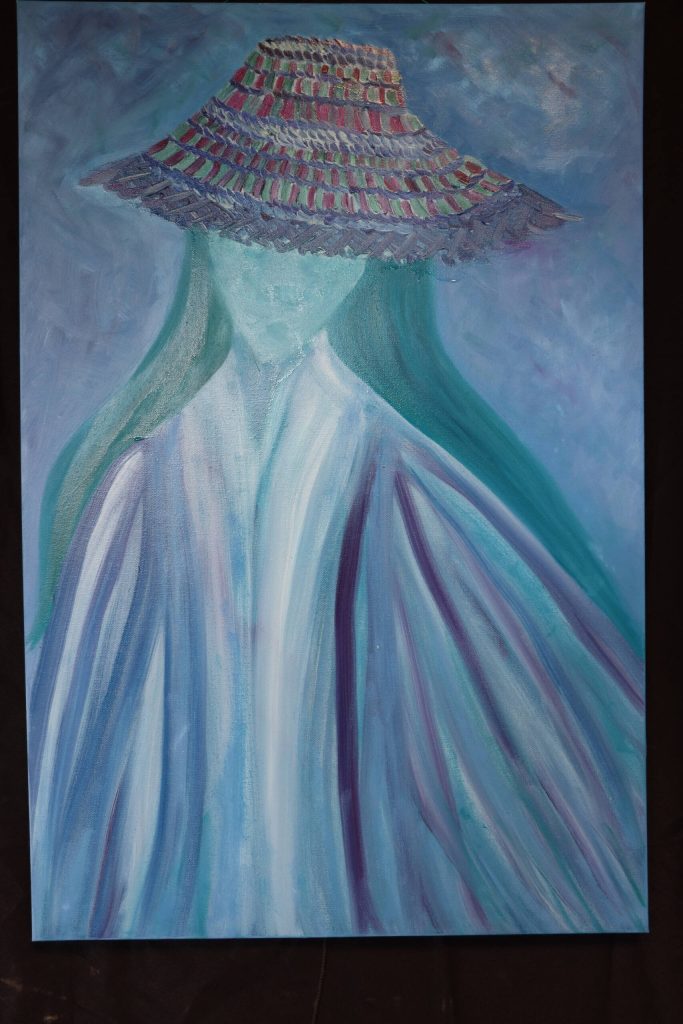 This is a picture of a piece by K̲aachgóon Rochelle Smallwood titled Saani, which was one of the many works featured in a recent art gallery hosted Friday evening at the University of Alaska Southeast that showcased students work from the UAS Northwest Coast Art program. (Clarise Larson / Juneau Empire)