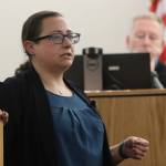 State prosecuting attorney Jessalyn Gillum addresses the jury on Monday for the case against Jason Traver who was on trial for second-degree assault against his wife Jennifer Traver. (Jonson Kuhn / Juneau Empire)