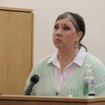 photos by Jonson Kuhn / Juneau Empire
Jennifer Traver takes the witness stand on Monday to testify to the innocence of her husband Jason Traver who was being tried by the state for second-degree assault against his wife. Jennifer Traver has maintained that the injuries she suffered back in September 2019 were the result of consensual BDSM.