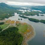 Waterways in Southeast Alaska are seen from the air in this 2021 photo by a member of the Central Council Tlingit Haida Indian Tribes of Alaska. The Native tribe is among many in the U.S. and Canada seeking faster and more definitive action by the two countries to cleanup polluted mining sites and safeguard areas against harm from future industrial activity. Complaints about contaminated sites in some border areas, including the Tulsequah Chief mine in British Columbia about 20 miles from Alaska near Juneau, have gone largely unaddressed for many years. (Courtesy Photo / CCTHITA)