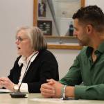 Travel Juneau President Liz Perry (left) and board member McHugh Pierre (right) discuss its budget at the Assemblys Finance Committee Meeting last Wednesday. According to City Finance Director Jeff Rogers, the largest portion of the organizations annual budget (around 80%) comes from the citys hotel bed tax revenue. (Clarise Larson / Juneau Empire)
