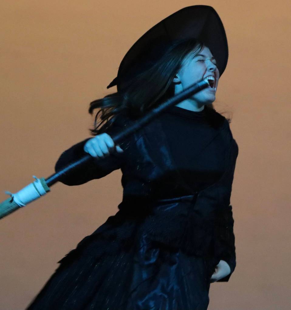 JDHS sophomore Haylee Baxter takes on the classic role of the Wicked Witch from The Wizard of Oz, now in production through Saturday, May 6. (Jonson Kuhn / Juneau Empire)