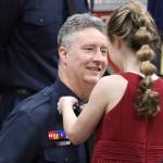 CCFR Captain John Adams youngest daughter Morgan attaches a pin to his lapel during his badge pinning ceremony at Station 1 on Thursday. Adams was also joined by his eldest daughter Raegan and his wife Jennifer. (Jonson Kuhn / Juneau Empire)