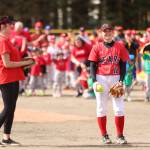 Ben Hohenstatt / Juneau Empire
Mandy Massey smiles at her daughter, Gloria Bixby, before the two threw simultaneous ceremonial first pitches Saturday at Adair-Kennedy Memorial Park. Massey and Bixby have a direct line to the inception of Gastineau Channel Little League softball as Masseys father, David, was integral in the formation of the program.