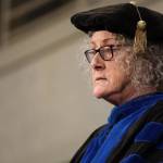 University of Alaska Southeast Chancellor Karen Karey congratulates graduates at the 2023 commencement ceremony held Sunday afternoon. Karey will retire from her role at the end of July. (Clarise Larson / Juneau Empire)