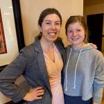 Izabelle Ith, left, stands with fellow 2023 ASAA Hall of Fame inductee Allie Ostrander, right on Sunday at the Hall of Fame induction ceremony in Anchorage, Sunday. (Courtesy Photo / Tommy Thompson)