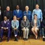 The Alaska School Activities Association 2023 High School Hall of Fame inductees are, front row left to right: Harold Wilson, Allie Ostrander, Stacey Wayne, Izabelle Ith, and Milo Griffin. Top row, l-r: Josh Gemmell, Bill Stoltze, Armand Ruffin, Robert Rychnovsky, Brandon Drumm, and Rus Schreckenghost. (Brad Potter / ASAA)