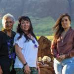 Georgie Navarro, HKO Board of Directors Vice-President, Dawn Jackson, and Crystal Nelson of The Nature Conservancy stand at the HKO farms, where the land care of their healing program takes place.