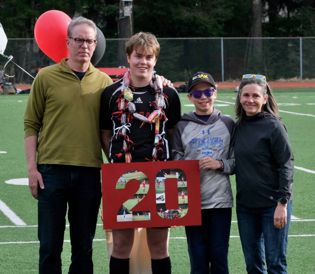 Senior Jack Schwarting and family. (Klas Stolpe / Juneau Empire)