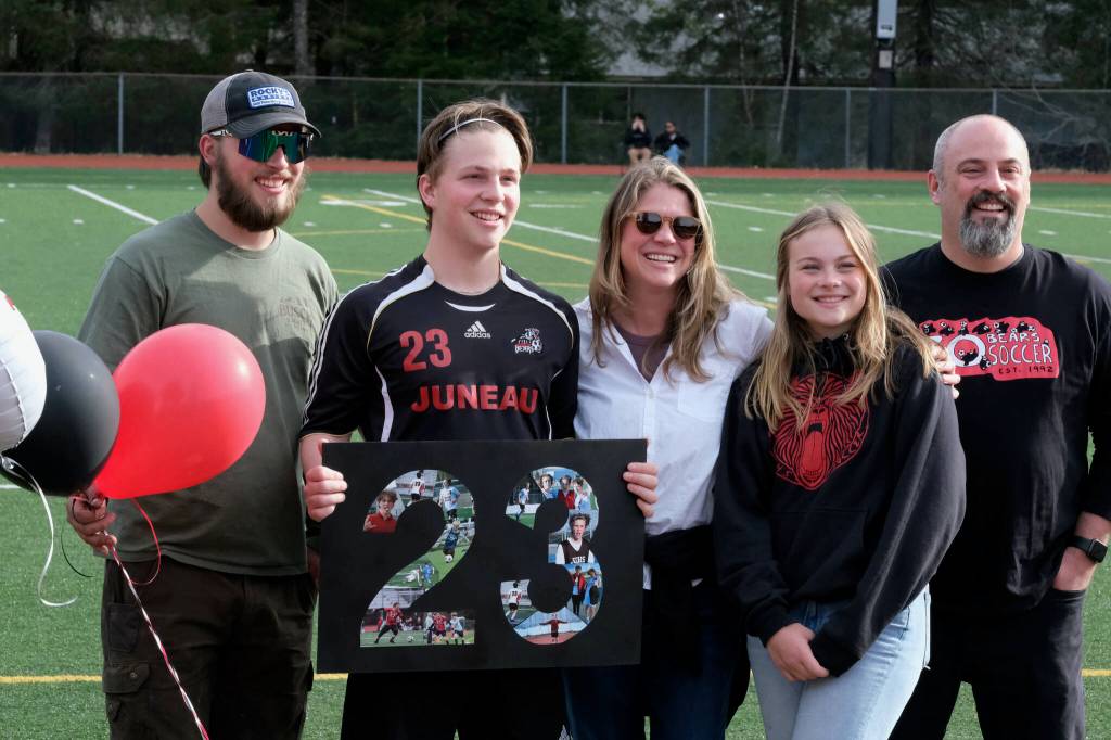 Senior Micah Brown and family. (Klas Stolpe / Juneau Empire)