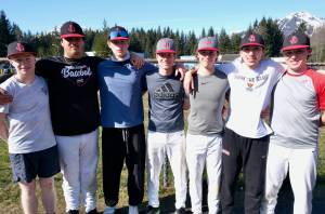 The Juneau-Douglas High School: Yadaa.at Kalé baseball seniors are, from left: Finn Kesey, Marcus Underwood, Kaleb Campbell, Eli Crupi, Bodhi Nelson, Joseph Aline and Luke Dean. (Klas Stolpe / Juneau Empire)