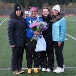 Mercedes Cordero during the Lady Falcons senior soccer ceremonies on Friday. (Klas Stolpe / Juneau Empire)