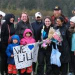 Lillian Palmer-Stears during the Lady Falcons senior soccer ceremonies on Friday. (Klas Stolpe / Juneau Empire)
