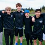 Klas Stolpe / Juneau Empire
Thunder Mountain High School boys soccer seniors, from left, Tristan Laremore, Matthew Spratt, Ben Erickson, Stig Cunningham, Preston Lam and MJ Tupou will be honored before the Falcons home game against Juneau-Douglas High School: Yadaa.at Kalé at 7:15 p.m. Tuesday on Falcons Field.