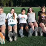 Klas Stolpe / Juneau Empire
Juneau-Douglas High School: Yadaa.at Kalé juniors Etta Eller, Rayna Tuckwood, Edgar Vera Alvarado, freshman Kate Schwarting and junior Maisy Morley pose after practice Wednesday. The Region V Track & Field Championships are Friday and Saturday at Thunder Mountain High School.