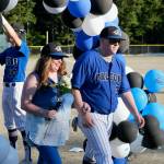Thunder Mountain Falcons senior TJ Womack and family were celebrated Wednesday at Adair-Kennedy Field. (Klas Stolpe / Juneau Empire)