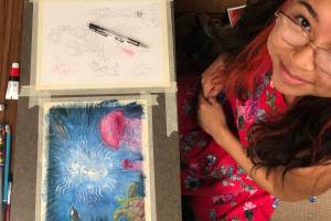 TMHS student Lelehua Fujimoto Vertido in her watercolor workshop for which she received an award at this years Alaska Student Activities Associations Region V Art Fest in Yakutat. (Courtesy Photo / Heather Ridgway)