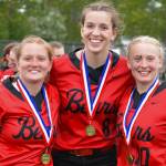 JDHS senior Mariah Schauwecker, junior Mila Hargrave and senior Anna Dale were selected to the All-State Tournament team Saturday at the ASAA Division II State Softball Championship at Anchorages Cartee Fields. (Courtesy Photo /JDHS Softball)