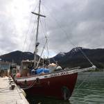 The Dusky Rock sits at Aurora Harbor on Saturday morning. The vessel was towed there from Sandy Beach on Friday evening after three people died within a three-day period aboard the vessel while anchored offshore. (Clarise Larson / Juneau Empire)