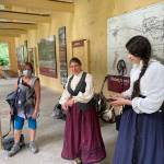 Annie Bartholomew, right, prepares for rehearsal for her Victorian folk opera, Sisters of White Chapel, along with the music director Kat Moore, center, and director Heidi Handelsman at the Treadwell Mine Office on July, 5, 2022. The songs from the musical are being released this year as an album that will be released digitally on July 16 and is scheduled to be released on LP this fall. (Michael S. Lockett / Juneau Empire File)