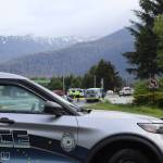 One person was killed and four medevaced out of Juneau following a two-vehicle collision on Egan Drive near Fred Meyer on Saturday afternoon. (Clarise Larson / Juneau Empire)