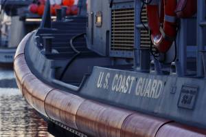 A U.S. Coast Guard vessel sits docked at Auke Bay in November 2022. On Saturday the Coast Guard suspended its search for a 70-year-old man who was last seen departing for a fishing trip near Kake on Friday morning. (Clarise Larson / Juneau Empire File)
