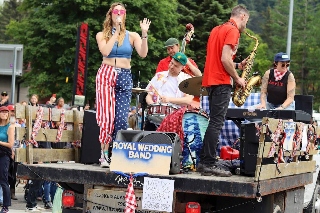 The Royal Wedding Band performs during the Fourth of July parade in downtown Juneau on Tuesday. (Mark Sabbatini / Juneau Empire)