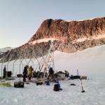 Researchers gather at a camp and data-collection site on the Juneau Icefield earlier this month during a project intended to aid with the study of the Jupiter ice moon Europa. (Photo courtesy of Jacob Holmes)