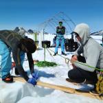 Scientists Jake Shaffer and Jared Clance collect samples on the Juneau Icefield earlier this month as part of a collaborative project between NASA and the Juneau Icefield Research Program. Participants hope the data and techniques will aid an upcoming mission to study the Jupiter ice moon Europa. (Photo courtesy of Jacob Holmes)