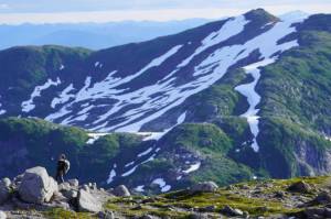 The authors wife hikes along a 15-mile alpine trail. The two split the trek into two days. (Photo by Jeff Lund)