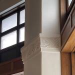 An interior cast concrete feature decorates a pillar of the original AELP showroom built in 1936-37 at Second and Franklin Streets. (Photo by Laurie Craig)