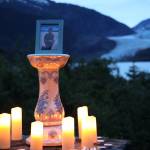 A candlelit vigil was held at the Mendenhall Glacier Visitor Center to honor Paul Rodriguez Jr., pictured, who drowned while kayaking on Mendenhall Lake last week. (Clarise Larson / Juneau Empire)