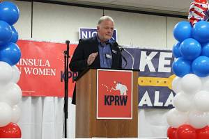Tuckerman Babcock hosts a rally in Soldotna during his campaign for state Senate in October of 2022. On Wednesday he was appointed to the University of Alaskas Board of Regents by Gov. Mike Dunleavy. Babcock has a long and controversial political history in Alaska, including illegally demanding hundreds of state employees sign loyalty oaths to Dunleavy or be fired. (Ashlyn OHara/Peninsula Clarion File)