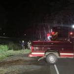 This is a photo of a vehicle crash site early Wednesday morning near 34 Mile on Glacier Highway. A teenager has been arrested with driving under the influence and third-degree assault resulting from injuries suffered by the passenger. (Courtesy/ Capital City Fire/Rescue)