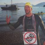 Steve Vick delivers a speech at Auke Village Recreation Area after completing his nine-day, 92-mile swim from Skagway on Wednesday, Aug. 10, 2005. Vick swam to call attention to the proposed Juneau to Skagway road. (Brian Wallace / Juneau Empire Archives)