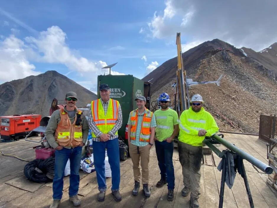 Gov. Mike Dunleavy, second from left, poses in a photo released by Nova Minerals. (Nova Minerals photo)