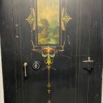 Scenic painting and decorative design on the original bank vault in the basement of Behrends Bank/Foggy Mountain Shop. (Photo by Laurie Craig)