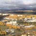 The campus of the University of Alaska Fairbanks is seen from the air on Sept. 20, 2022. (Photo by James Brooks/Alaska Beacon)