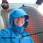 Volcano researcher Taryn Lopez smiles during her 48-hour wait inside a stranded Jet Ranger helicopter on top of Mount Mageik. (Photo courtesy of Taryn Lopez)