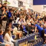A largely home crowd fills the bleachers at Thunder Mountain High School on Friday night for the volleyball teams three-game matchup against Juneau-Douglas High School: Yadaa.at Kalé. (Mark Sabbatini / Juneau Empire)