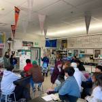 Thunder Mountain High School receives a five-year banner marking its successful participation in NOAAs Ocean Guardian School Program on Wednesday, the first school in the state to reach the milestone. Teacher Kristen Wells, far left, and students Lucy Bennett and Steffanie Reynoso were presented with the banner by Kim Raum-Suryan, who coordinates the Ocean Guardian School Program in Alaska, Anne Marie Eich, assistant regional administrator of NOAAs Protected Resources Division, and Michelle Trifari, an Alaska Sea Grant Fellow. (Meredith Jordan/ Juneau Empire)