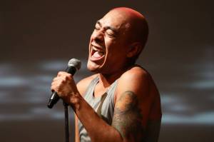 Rio Alberto sings during a rehearsal Tuesday evening of Hedwig and The Angry Inch which debuts at Perseverance Theatre on Sept. 15. (Clarise Larson / Juneau Empire)