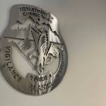 This symbol is inside of the Alaska Department of Corrections office on Sept. 7, 2022, in Douglas, Alaska. (Photo by Lisa Phu/Alaska Beacon)