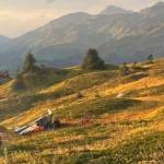This is a photo of the crash site of a downed plane near Juneau Sunday evening. The survivor, reportedly the only person aboard the aircraft, was discovered to be in critical condition. (Courtesy / U.S. Coast Guard)