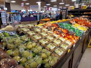 Fruit is displayed at an Anchorage grocery store. Overall consumer prices in Alaskas largest city were up by an annual rate of 7.5% as of April, according to the Bureau of Labor Statistics. Food prices were up by 11.3%. (Photo by Yereth Rosen/Alaska Beacon)