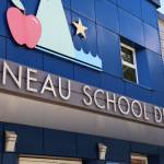 The is a photo of the Juneau School District building in downtown Juneau. (Clarise Larson / Juneau Empire File)