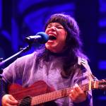 Samantha Crain, of the Choctaw Nation, sings to the crowd during a performance Thursday night as part of the Áakw Rock music festival at Centennial Hall. (Clarise Larson / Juneau Empire)