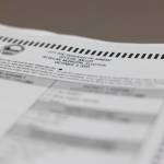 This is a photo of a sample ballot for the 2023 City and Borough of Juneau municipal election. (Clarise Larson / Juneau Empire File)