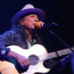Cary Morin plays guitar during a performance as part of the final night of the Áakw Rock music festival at Centennial Hall Saturday evening. (Clarise Larson / Juneau Empire)