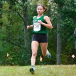 Haines junior Ariel Godinez Long runs alone to a win in the Division III Region V Girls Cross Country Championship race on Saturday at Treadwell Mine Trails. (Klas Stolpe / For the Juneau Empire)